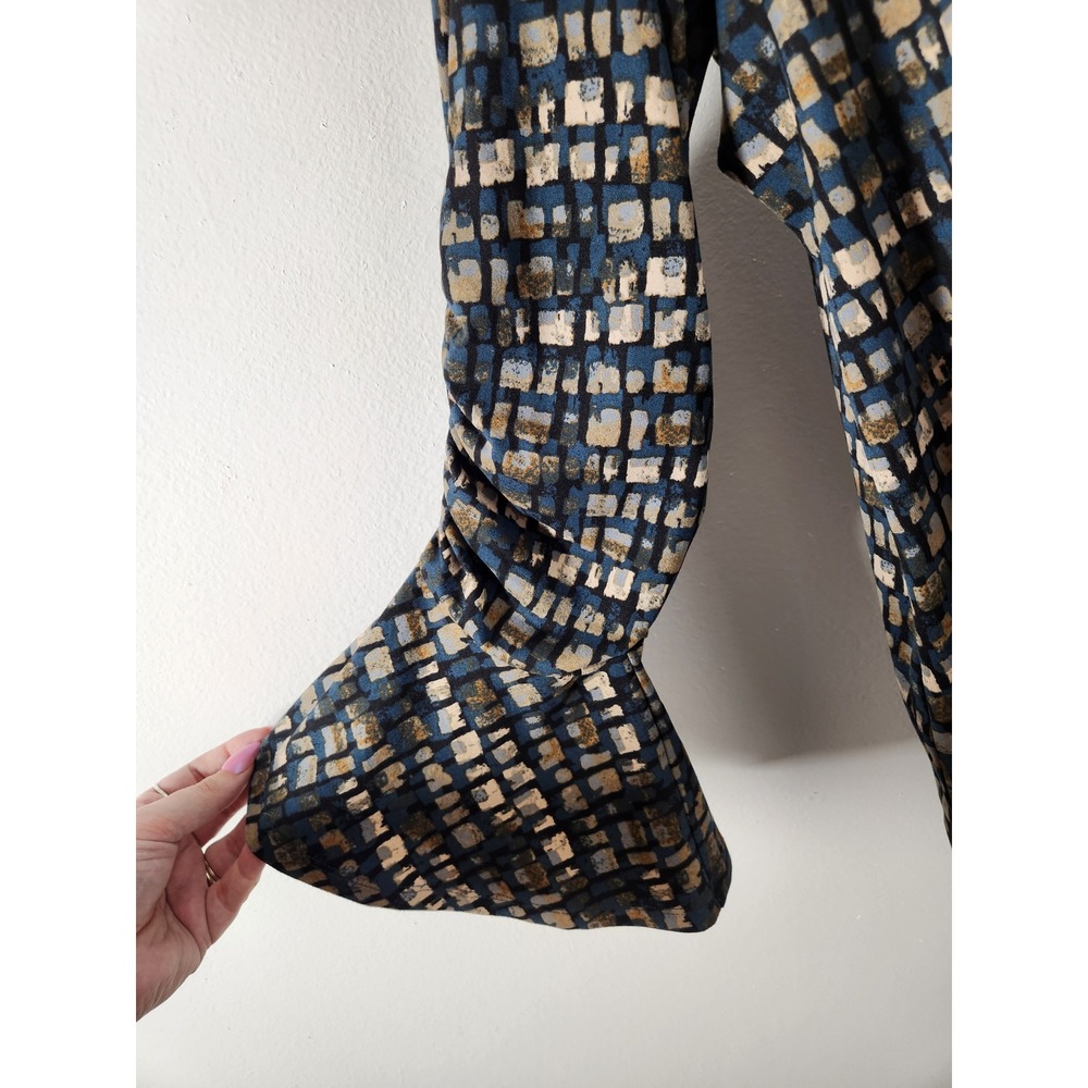 Susan Graver Blue Geometric Block Print Tunic Ruched Flared Sleeves Size‎ 1X - Picture 3 of 9